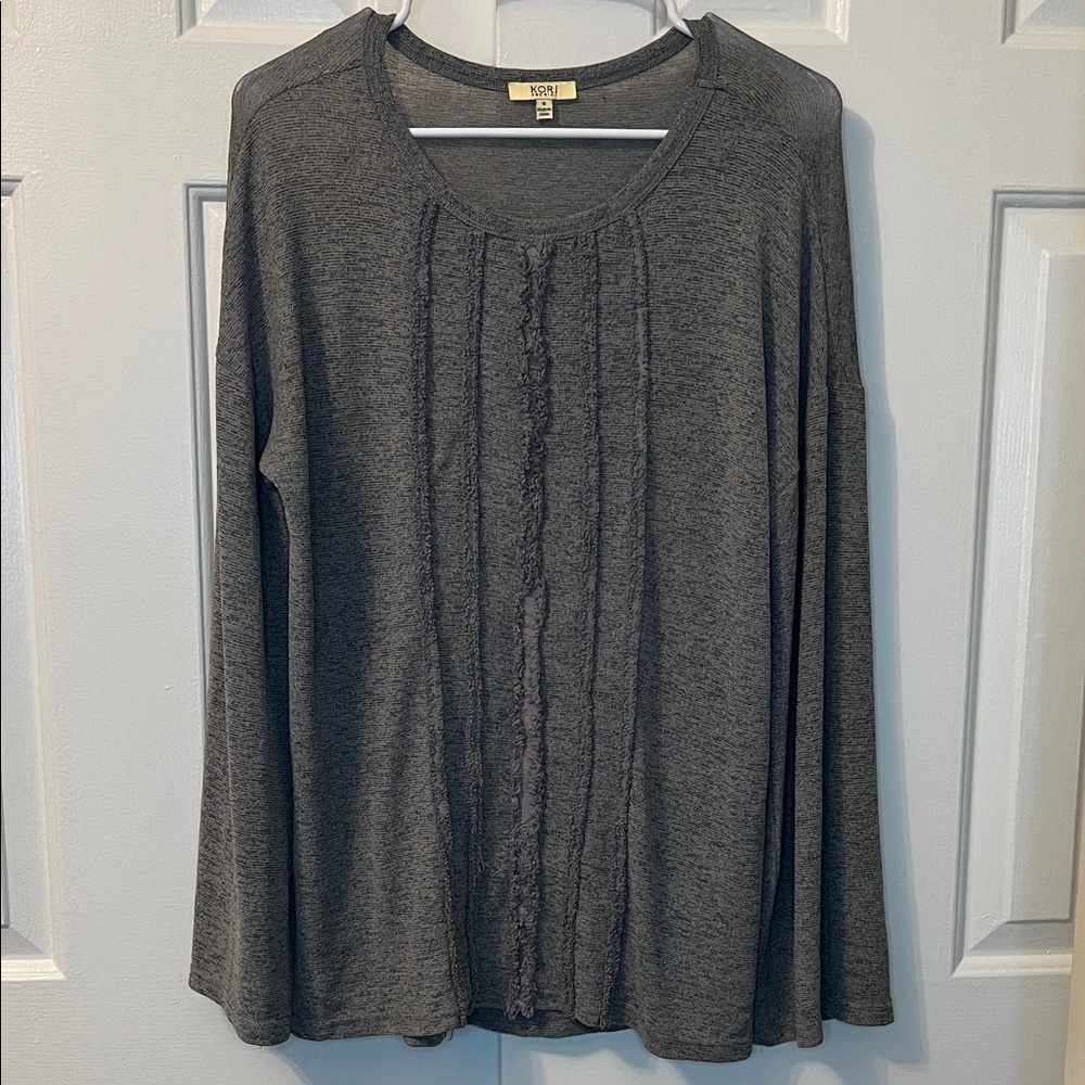 Kori America Boutique Long Sleeve‎ Tunic Bell Sleeves Gray Size S